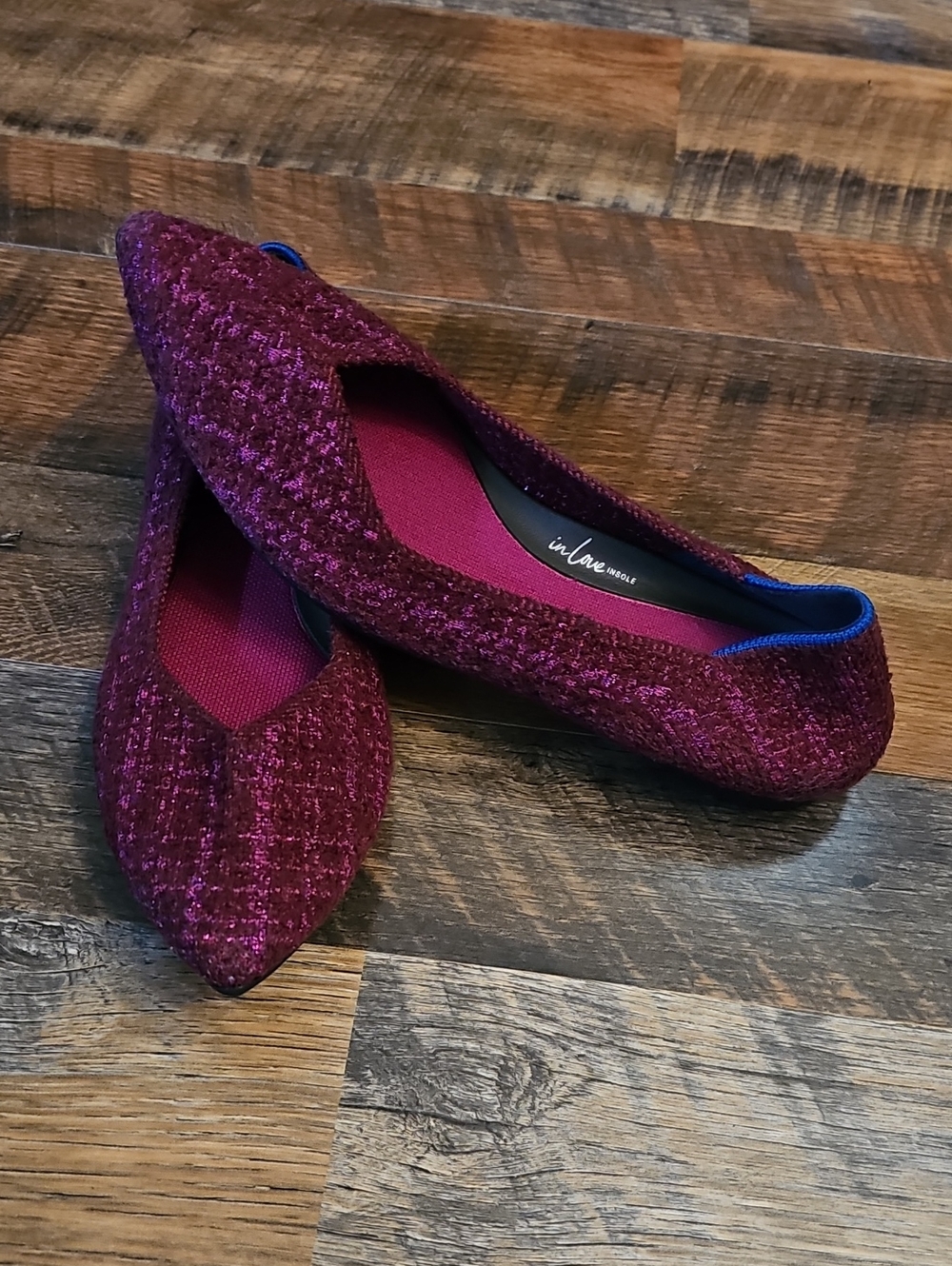 Women’s Pointed Toe Flats in Deep Berry